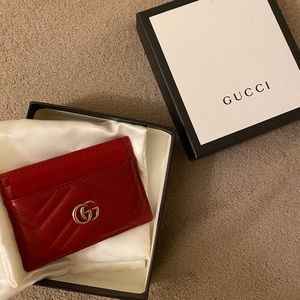 Red Gucci Marmont Card Holder